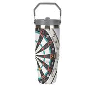 LLUTSNTH Dart Board Flip Straw Tumbler with Handle - 30 Oz Insulated Stainless Steel Travel Mug for Car, Leakproof Water Bottle, Reusable Vacuum Insulated Cup Gifts for Women Men