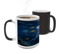LLUTSNTH Deep-sea Fireflies Color Changing Mug Heat Changing Coffee Cup Funny Magic Mug Novelty Heat Sensitive Coffee Mugs for Men Women Office Christmas Birthday Gift 11 Oz