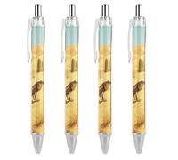 LLUTSNTH Desert Cactus Ballpoint Pens Black Medium Point 0.55mm Ball Point Pen Retractable Office Pens with Super Soft Grip Writing Ink Pen for Men Women 4 PCS