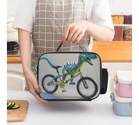 LLUTSNTH Dinosaur Bicycle Insulated Lunch Bag for Adults Leakproof Cooler Bag with Detachable Handle- Reusable Lunch Tote for Men & Women to Work, Office, Picnic, Camping