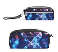 LLUTSNTH DNA Genetic Helix Pencil Case - Large Capacity Pen Pouch Aesthetic Makeup Bag with Zipper Leather Pencil Bag for Stationery, Art Supplies, Travel Essentials