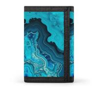 LLUTSNTH Dolphins Art Trifold Wallet for Men - Slim 8 Card Slots, Zipper Coin Purse Money Clip, Cash Compartment, Bright Aqua Blue Turquoise, One Size, Modern