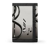 LLUTSNTH Dolphins Art Trifold Wallet for Men - Slim 8 Card Slots, Zipper Coin Purse Money Clip, Cash Compartment, Music Symbol, One Size, Modern