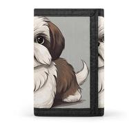 LLUTSNTH Dolphins Art Trifold Wallet for Men - Slim 8 Card Slots, Zipper Coin Purse Money Clip, Cash Compartment, Shih Tzu Dog, One Size, Modern