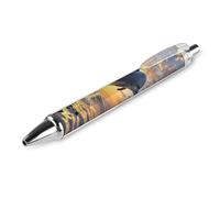 LLUTSNTH Dolphins Jumping Out of The Water at Sunset Ballpoint Pens Black Medium Point 0.55mm Ball Point Pen Retractable Office Pens with Super Soft Grip Writing Ink Pen for Men Women 1 PCS