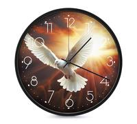 LLUTSNTH Dove Sun Art Wall Clock Vintage Round Clocks Silent Non Ticking Clock Personalized Pattern Modern Clocks for Home Office Decoration 10 Inch