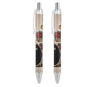 LLUTSNTH Drum Set-standard Ballpoint Pens Black Medium Point 0.55mm Ball Point Pen Retractable Office Pens with Super Soft Grip Writing Ink Pen for Men Women 2 PCS
