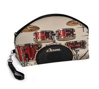 LLUTSNTH Drum Set-standard Travel Makeup Bag, Large Capacity Cosmetic Bag for Women, Waterproof PU Leather, Curved Portable Toiletry Bag for Skincare, Brushes & Travel Essentials