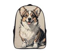LLUTSNTH Drummer Laptop Backpack for Men & Women Travel Daypack with Pockets, Work Bag for Office 16 In, Hand Drawn Sketch Corgi, 40x28x16cm
