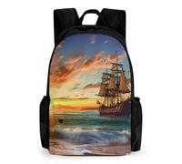 LLUTSNTH Eagle at Hunting Backpack with Pocket - 15.6-inch Laptop Sleeve Bag Casual Daypack for Work And Travel, Pirate Ship in the Sunset, 42x30.5cm, Daypack Backpacks