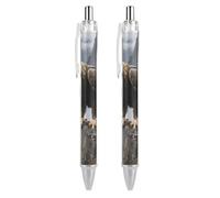 LLUTSNTH Eagle Standing on A Rock Ballpoint Pens Black Medium Point 0.55mm Ball Point Pen Retractable Office Pens with Super Soft Grip Writing Ink Pen for Men Women 2 PCS