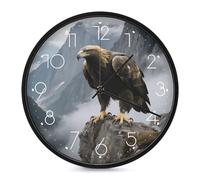 LLUTSNTH Eagle Standing on A Rock Wall Clock Vintage Round Clocks Silent Non Ticking Clock Personalized Pattern Modern Clocks for Home Office Decoration 10 Inch