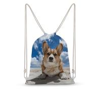LLUTSNTH Elegant Fox Lady Drawstring Backpack for Women - Large Canvas Sackpack, Gym Sport Travel Bag, Drawstring Bags, Lying on the Beach, 35x50cm, Travel Backpacks