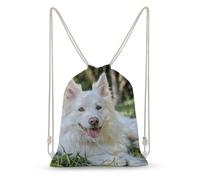 LLUTSNTH Elegant Fox Lady Drawstring Backpack for Women - Large Canvas Sackpack, Gym Sport Travel Bag, Drawstring Bags, Lying on the Grass, 35x50cm, Travel Backpacks