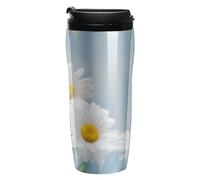 LLUTSNTH Elegant Spring Daisy Flowers Insulated Coffee Tumbler Reusable Iced Coffee Cup Double-Wall Plastic Drinking Cups Hot Coffee Travel Mug, BPA-Free, Shatter-Proof, Dishwasher-Safe 12 Oz