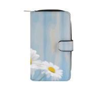 LLUTSNTH Elegant Spring Daisy Flowers Travel Wallet Slim Leather Wallets Clutch Organizer Purse Coin Pocket for Men Women