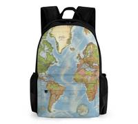 LLUTSNTH Elephant Sunflowers Backpack with Pocket - 15.6-inch Laptop Sleeve Bag Casual Daypack for Work And Travel, World Map, 42x30.5cm, Daypack Backpacks