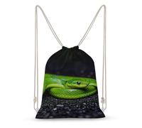 LLUTSNTH Elephant Sunflowers Drawstring Backpack for Women - Large Canvas Sackpack, Gym Sport Travel Bag, Drawstring Bags, The Green Snake, 35x50cm, Travel Backpacks