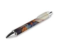 LLUTSNTH Embroidery Colorful Butterfly Ballpoint Pens Black Medium Point 0.55mm Ball Point Pen Retractable Office Pens with Super Soft Grip Writing Ink Pen for Men Women 1 PCS