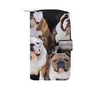 LLUTSNTH English Bulldogs Travel Wallet Slim Leather Wallets Clutch Organizer Purse Coin Pocket for Men Women