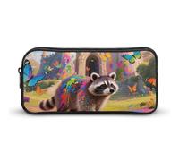 LLUTSNTH Fairy Castle Raccoon Pencil Case - Large Capacity Pencil Pouch Aesthetic Makeup Bag with Zipper for Stationery, Art Supplies, Travel Essentials