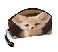LLUTSNTH Fennec Fox Cub in Den Travel Makeup Bag, Large Capacity Cosmetic Bag for Women, Waterproof PU Leather, Curved Portable Toiletry Bag for Skincare, Brushes & Travel Essentials