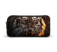 LLUTSNTH Ferocious Tiger Pencil Case - Large Capacity Pencil Pouch Aesthetic Makeup Bag with Zipper for Stationery, Art Supplies, Travel Essentials