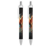 LLUTSNTH Fire And Water Phoenix Ballpoint Pens Black Medium Point 0.55mm Ball Point Pen Retractable Office Pens with Super Soft Grip Writing Ink Pen for Men Women 2 PCS
