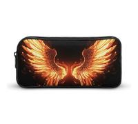 LLUTSNTH Fire Angle Wings Pencil Case - Large Capacity Pencil Pouch Aesthetic Makeup Bag with Zipper for Stationery, Art Supplies, Travel Essentials