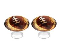 LLUTSNTH Flaming American Football Kitchen Cabinet Knobs Drawer Pulls Dresser Knobs Cabinet Pull Modern Dresser Handle Stainless Steel Drawer Handles Door Handles Cupboard Pulls 2Pcs