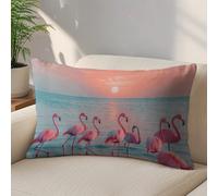 LLUTSNTH Flamingos at Dusk Throw Pillow Covers 12 "x20 Decorative Lumbar Pillowcase with Hidden Zipper Pillow Case Soft Cushion Cover for Couch Bedroom Living Room