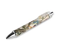 LLUTSNTH Flowers And Birds Ballpoint Pens Black Medium Point 0.55mm Ball Point Pen Retractable Office Pens with Super Soft Grip Writing Ink Pen for Men Women 1 PCS