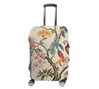 LLUTSNTH Flowers And Birds Suitcase Covers Luggage Protector - Travel Elastic Baggage Case Protective, Washable Anti-scratch Large Suit Case Cover for Suitcases Fits 19-32 Inch Luggages, white, L