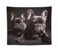 LLUTSNTH French Bulldog Tapestry with Hanging Kit, Vintage Aesthetic Tapestry Wall Hanging for Bedroom Living Room Dorm Decor, Bohemian Personalized Backdrop for Home Decoration 50"x60"