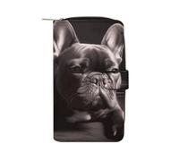 LLUTSNTH French Bulldog Travel Wallet Slim Leather Wallets Clutch Organizer Purse Coin Pocket for Men Women