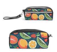 LLUTSNTH Fruits Pattern Pencil Case - Large Capacity Pen Pouch Aesthetic Makeup Bag with Zipper Leather Pencil Bag for Stationery, Art Supplies, Travel Essentials