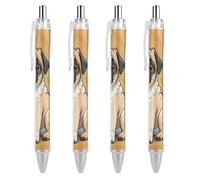 LLUTSNTH Funny Cartoon Pug Puppy Dogs Ballpoint Pens Black Medium Point 0.55mm Ball Point Pen Retractable Office Pens with Super Soft Grip Writing Ink Pen for Men Women 4 PCS