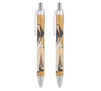LLUTSNTH Funny Cartoon Pug Puppy Dogs Ballpoint Pens Black Medium Point 0.55mm Ball Point Pen Retractable Office Pens with Super Soft Grip Writing Ink Pen for Men Women 2 PCS
