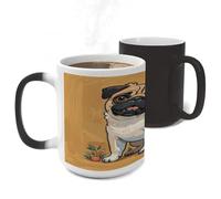 LLUTSNTH Funny Cartoon Pug Puppy Dogs Color Changing Mug Heat Changing Coffee Cup Funny Magic Mug Novelty Heat Sensitive Coffee Mugs for Men Women Office Christmas Birthday Gift 11 Oz