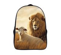 LLUTSNTH Funny Christmas Moose Head Laptop Backpack for Men & Women Travel Daypack with Pockets, Work Bag for Office 16 In, Lion Sheep, 40x28x16cm