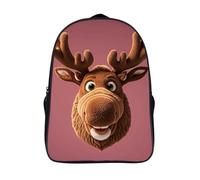 LLUTSNTH Funny Christmas Moose Head Laptop Backpack for Men & Women Travel Daypack with Pockets, Work Bag for Office 16 In, Funny Christmas Moose Head, 40x28x16cm, Daypack Backpacks