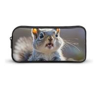 LLUTSNTH Funny Cute Squirrel Pencil Case - Large Capacity Pencil Pouch Aesthetic Makeup Bag with Zipper for Stationery, Art Supplies, Travel Essentials