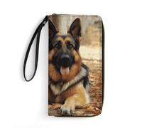 LLUTSNTH German Shepherd Dog Womens Wallet Leather Money Clip Coin Purse Clutch Wristlet Travel Long Wallets