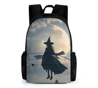 LLUTSNTH Ghosts Dance with Magic Backpack with Pocket - 15.6-inch Laptop Sleeve Bag Casual Daypack for Work And Travel, Witch in the Sky, 42x30.5cm