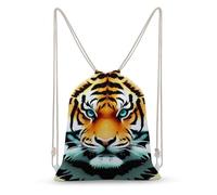 LLUTSNTH Goat Drawstring Backpack for Women - Large Canvas Sackpack, Gym Sport Travel Bag, Drawstring Bags, Little Fat Tiger Head, 35x50cm, Travel Backpacks