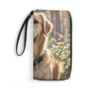 LLUTSNTH Golden Retriever Womens Wallet Leather Money Clip Coin Purse Clutch Wristlet Travel Long Wallets