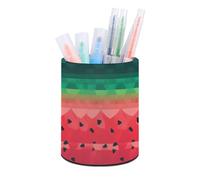 LLUTSNTH Gradient Watermelon Pen Holder Leather Pencil Holder Pen Cup Makeup Brush Holders Leather Pencil Cup Desk Pens Pot Desktop Organizer Pencils Caddy for Office Home Stationery Supplies
