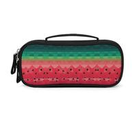 LLUTSNTH Gradient Watermelon Pencil Case - Large Capacity Pencil Pouch Aesthetic Makeup Bag with Zipper Leather And Handle Design Pen Bag for Stationery, Art Supplies, Travel Essentials