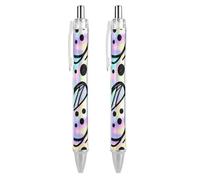 LLUTSNTH Graffiti Wave Art Ballpoint Pens Black Medium Point 0.55mm Ball Point Pen Retractable Office Pens with Super Soft Grip Writing Ink Pen for Men Women 2 PCS