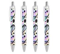 LLUTSNTH Graffiti Wave Art Ballpoint Pens Black Medium Point 0.55mm Ball Point Pen Retractable Office Pens with Super Soft Grip Writing Ink Pen for Men Women 4 PCS